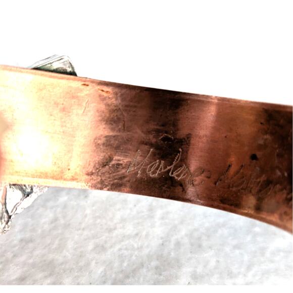 Copper Cuff bracelet Onyx Sterling embellishment OOAKFor 7"wrist NWT Rustic - Picture 3 of 4